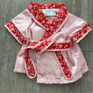 Build-a-Bear Workshop Pink Red Satin Hearts Valentines Day Robe
